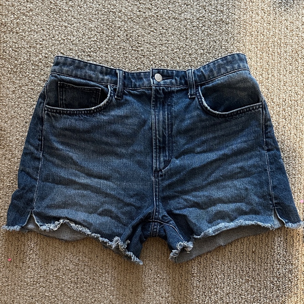 Joe's Jeans Dark Blue Frayed Hem Jean Shorts